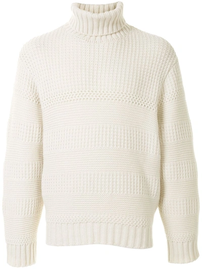 Undercover Roll Neck Chunky Knit Jumper In Beige