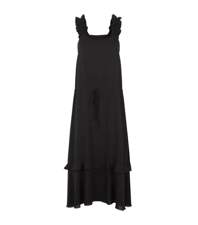 Claudie Pierlot Riviere Ruffle Dress In Noir
