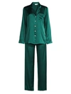 Ginia Fine Finishes Two-piece Silk Pajama Set In Emerald