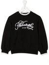 Philosophy Di Lorenzo Serafini Kids' Logo Embroidered Cotton Blend Sweatshirt In Black
