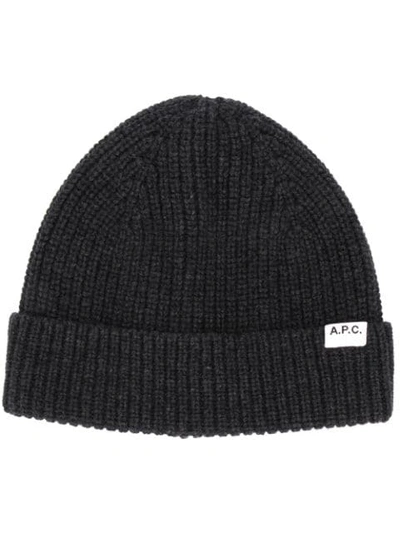 Apc Samuel Ribbed Merino Wool-blend Beanie In Grey