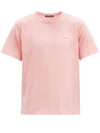 Acne Studios Nash Face Crewneck Cotton Tee In Pale Pink