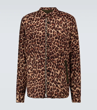 Sacai Reversible Leopard-print Wool And Shell Jacket In Brown