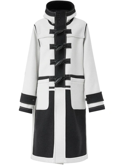 Burberry Two-tone Double-faced Wool Duffle Coat In White
