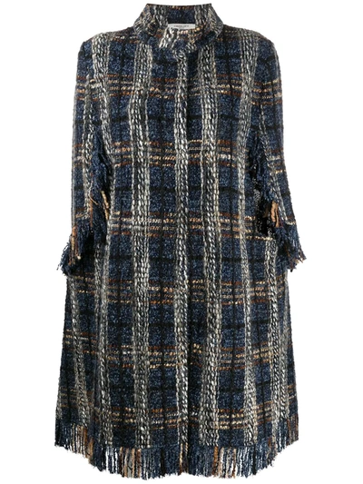 Charlott Tweed Cape Coat In Blue
