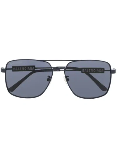Balenciaga Hexagonal Metal Frame Aviator Sunglasses In Blue