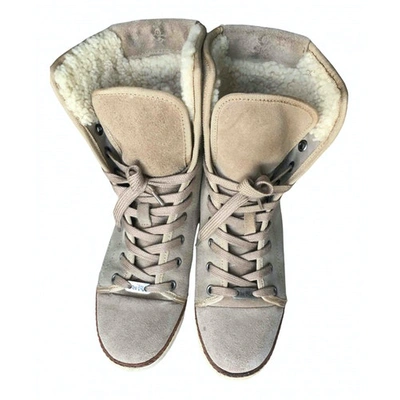 Pre-owned Coach Beige Shearling Ankle Boots