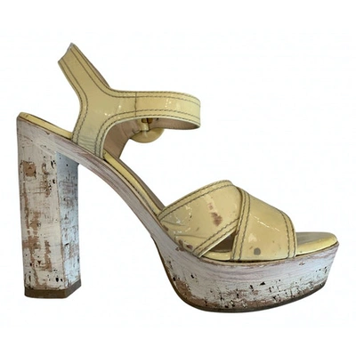 Pre-owned Prada Patent Leather Sandal In Yellow