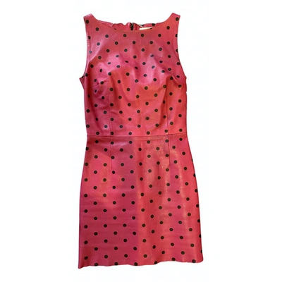 Pre-owned Saint Laurent Leather Mini Dress In Pink