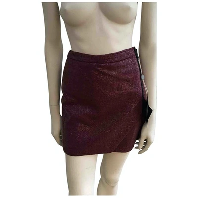 Pre-owned Msgm Leather Mini Skirt In Burgundy