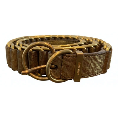 Pre-owned Miu Miu Leather Belt In Gold