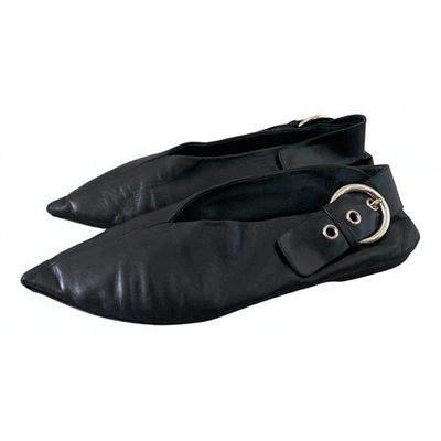 Pre-owned Celine Leather Ballet Flats In Black