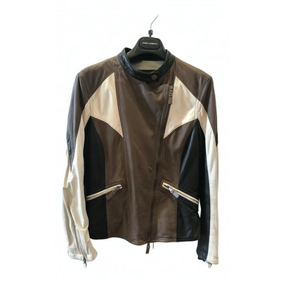 Pre-owned Etro Leather Biker Jacket In Brown