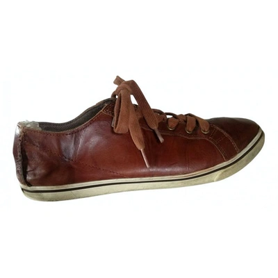 Pre-owned Ugg Leather Low Trainers In Brown