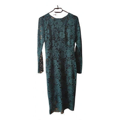 Pre-owned Pinko Lace Mid-length Dress In Green