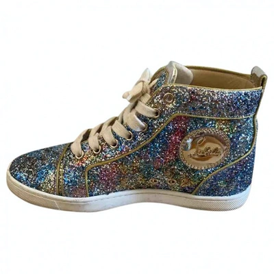 Pre-owned Christian Louboutin Metallic Glitter Trainers