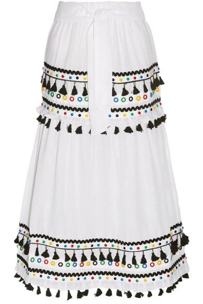 Dodo Bar Or Ataliya Tassel-trimmed Embellished Cotton-gauze Skirt