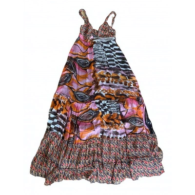 Pre-owned Pinko Silk Maxi Dress In Multicolour