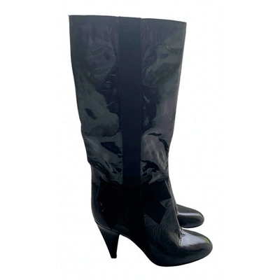 Pre-owned Sergio Rossi Patent Leather Boots In Black