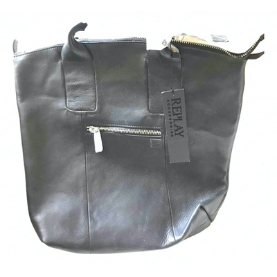 Pre-owned Replay Leather Tote In Black
