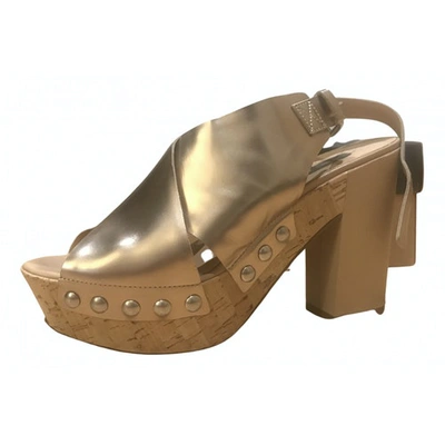 Pre-owned Janet & Janet Leather Mules & Clogs In Gold