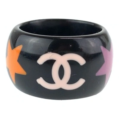 Pre-owned Chanel Cc Black Ring