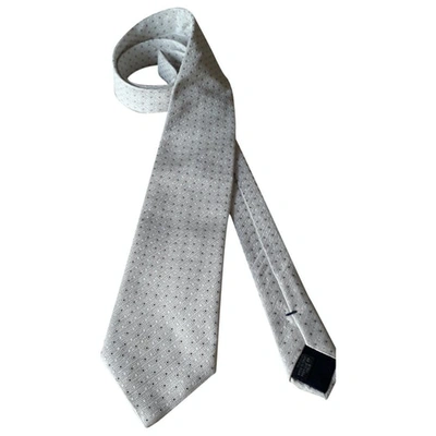 Pre-owned Canali Silk Tie In White