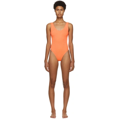 Bound By Bond-eye The Mara Ribbed One-piece Swimsuit In Neon Orange