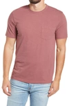 Faherty Sunwashed Organic Cotton Pocket T-shirt In Faded Brick