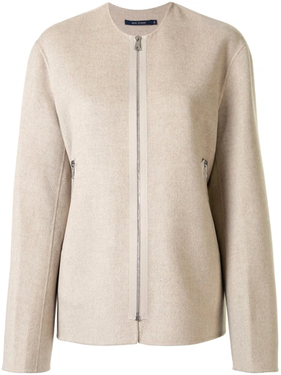 Sofie D'hoore Zip-through Collarless Jacket In Neutrals