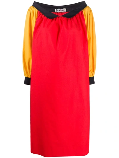 Pre-owned Saint Laurent 2000s Boat Neck Shift Dress In Red