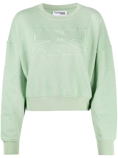 Courrèges Drop Shoulder Sweatshirt In Green
