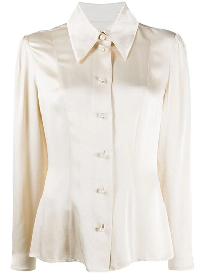 Alexa Chung Clapton Saatin Shirt In Neutrals