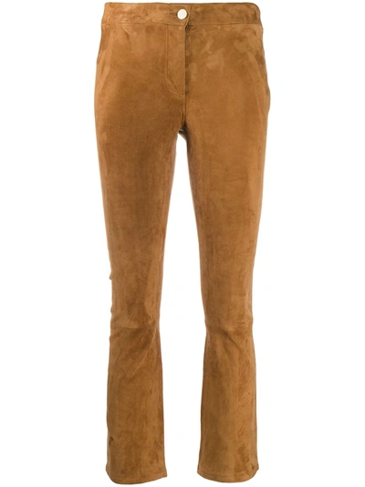 Arma Cropped Suede Trousers In Brown