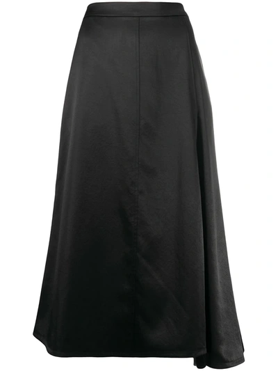 Jil Sander Asymmetric Draped Midi Skirt In Black