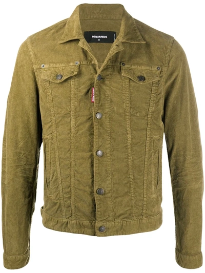 Dsquared2 Corduroy Logo Tab Jacket In Green