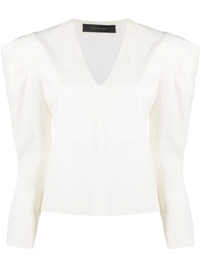 Federica Tosi Long Sleeve Pleat-detail Blouse In White