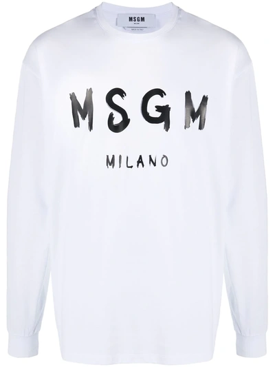 Msgm Logo Print T-shirt In White