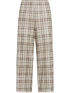 Alice And Olivia Elba Cropped Checked Metallic Stretch-knit Wide-leg Pants In Silver