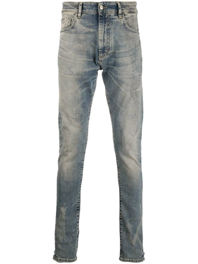 Represent Faded Slim-fit Jeans In Blue