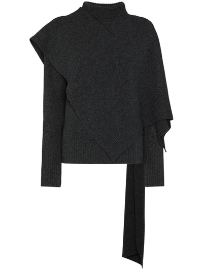 Lvir Muffler Wool Turtleneck Jumper In Grey