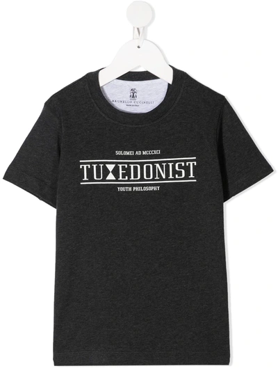 Brunello Cucinelli Grey Teen T-shirt With Print