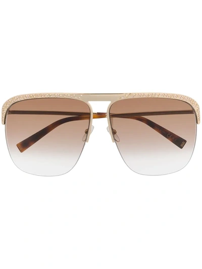 Givenchy Crystal-embellished Aviator Sunglasses In Gold