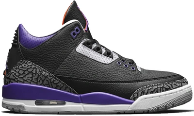 Pre-owned Jordan  3 Retro Black Court Purple In Black/cement Grey-white-court Purple