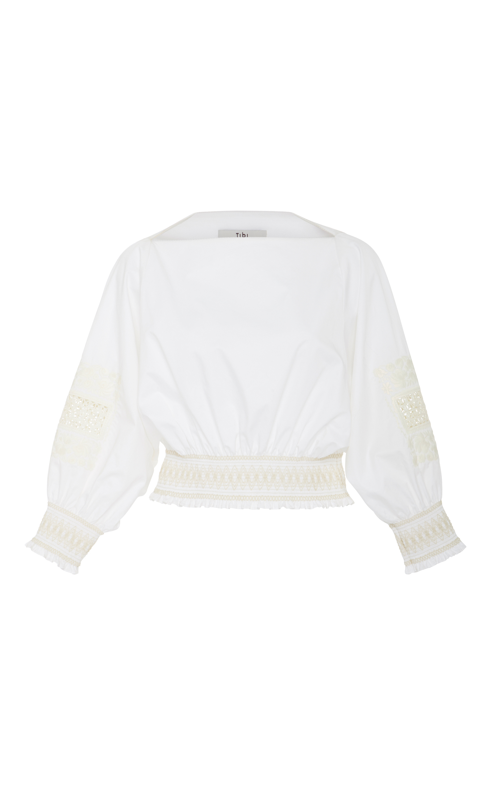 Tibi Embroidered Cotton Top In White | ModeSens