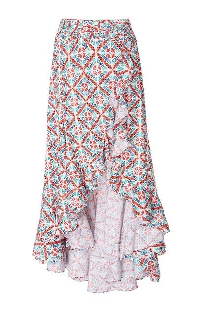 Caroline Constas Giovanna Printed Cascading Ruffle Skirt