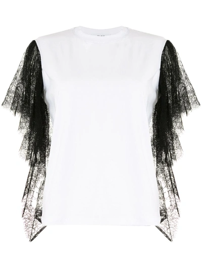 Msgm Lace Sleeves T-shirt In White