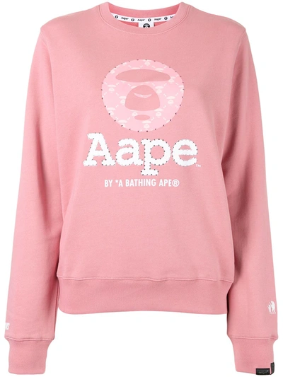Aape By A Bathing Ape Sequin Logo Sweatshirt In Pink
