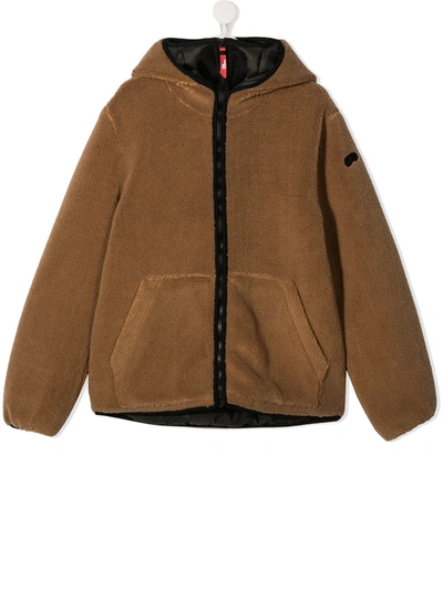 Ai Riders On The Storm Young Kids' Fleece Hooded Jacket In Brown