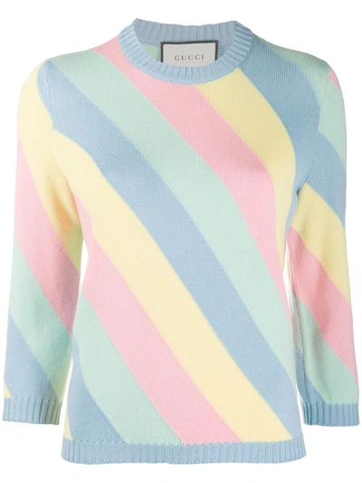 Gucci Rainbow Crew Neck Jumper In Blue